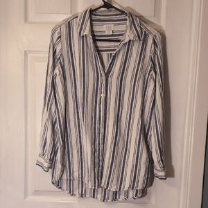 Striped Blue and White Women's Linen Top. Sigrid Olsen